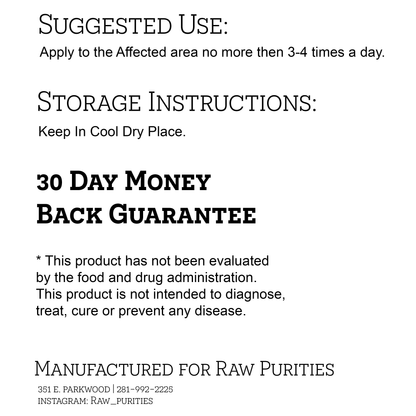 Product label of the suggested Use and Storage Instructions.